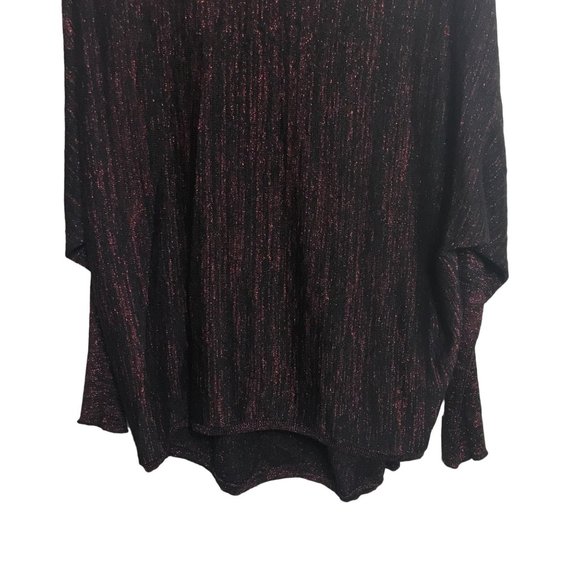 IN Studio Black Red Sweater Top Size XL Metallic Knit Dolman Sleeve Pullover - Picture 3 of 7